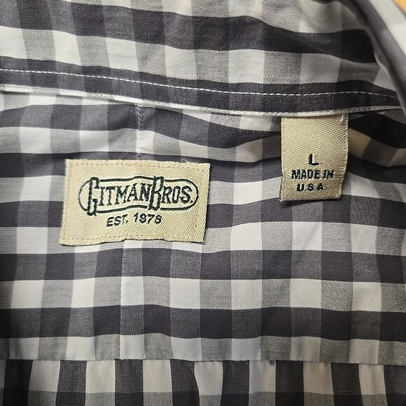 Vintage Gitman Bros Shirt Mens Large Gray Gingham Check Button Up 100% Cotton - Picture 7 of 8